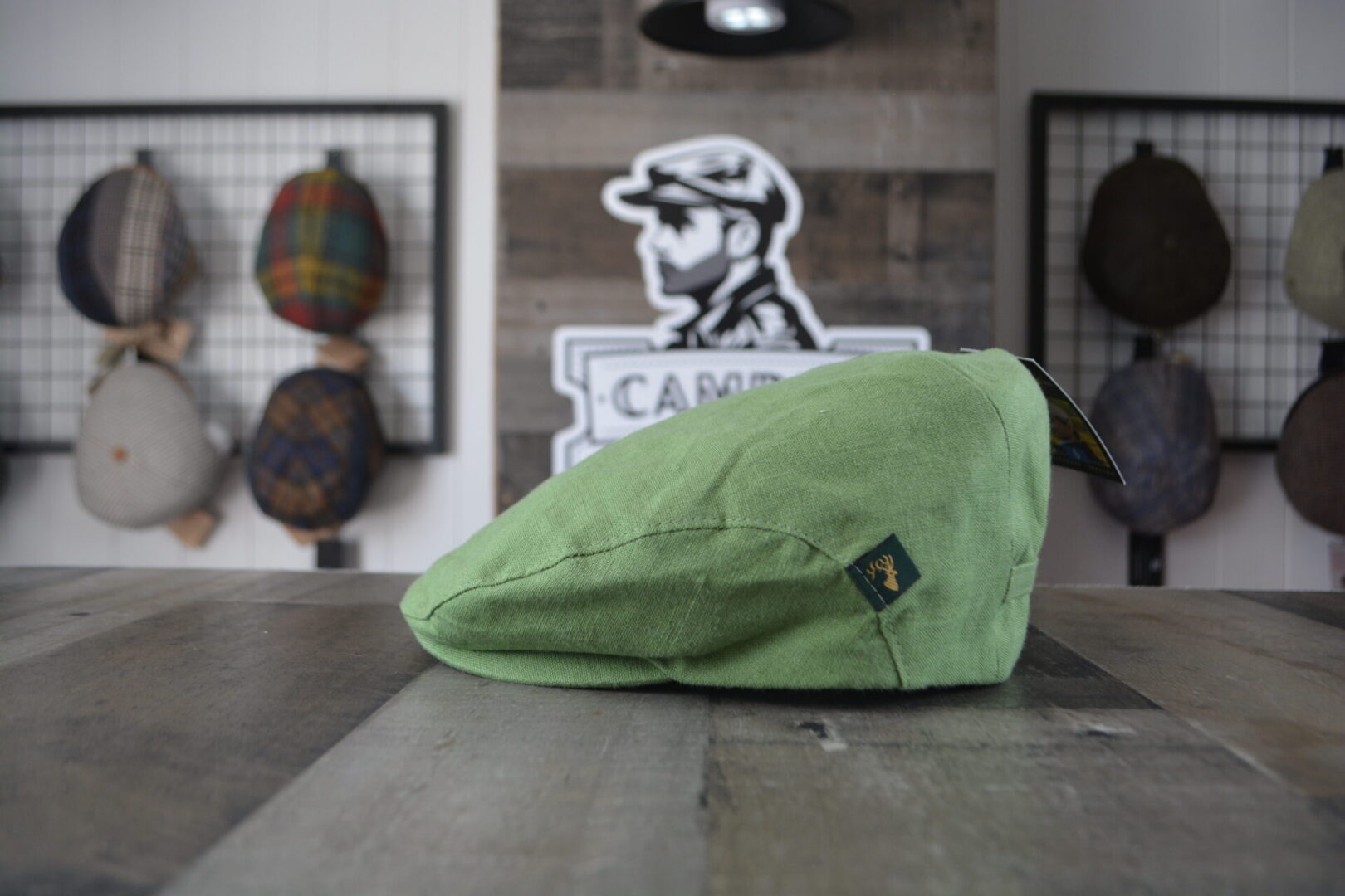 Irish - Linen Flat Cap - Olive - Image 4